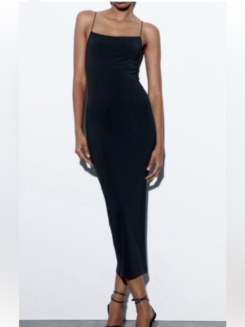 Zara Black Spaghetti-Strap Maxi Dress